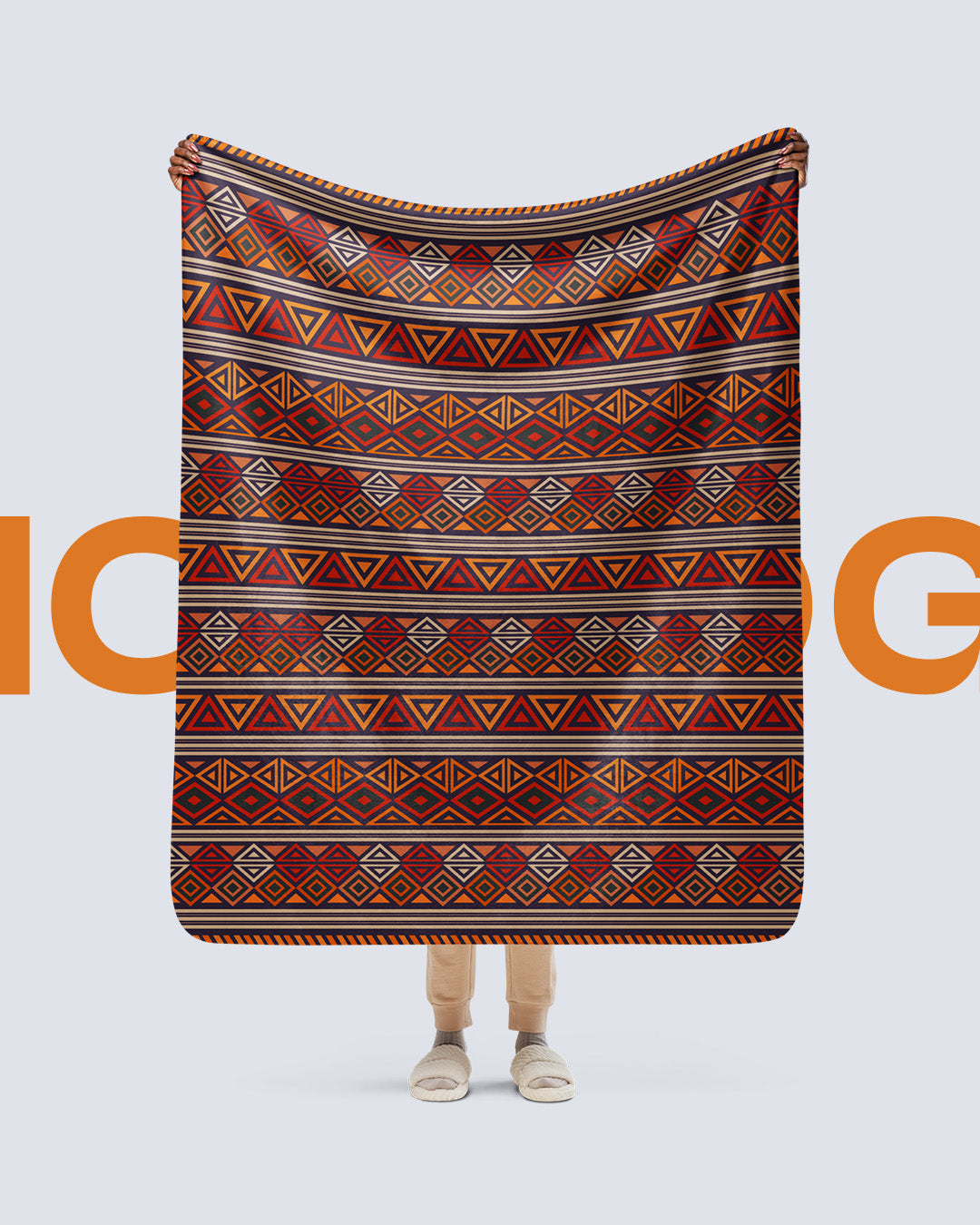 Sherpa blanket Orange Tones Shapes 50″×60″ - Inca Warrior Special Collection - AW21 - FREE SHIPPING