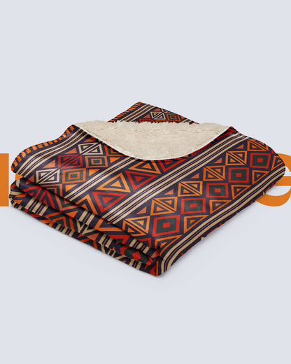 Sherpa blanket Orange Tones Shapes 50″×60″ - Inca Warrior Special Collection - AW21 - FREE SHIPPING