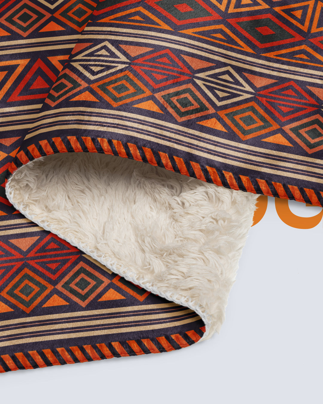 Sherpa blanket Orange Tones Shapes 50″×60″ - Inca Warrior Special Collection - AW21 - FREE SHIPPING