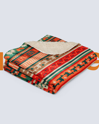 Sherpa blanket Peruvian Earth Tones 50″×60″ - Inca Warrior Special Collection - AW21 - FREE SHIPPING